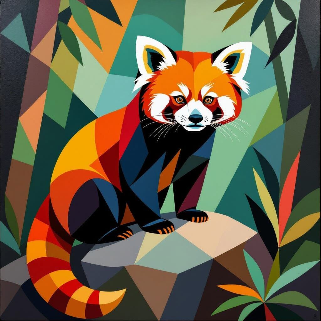 Red Panda in Jungle: Tamara de Lempicka Style