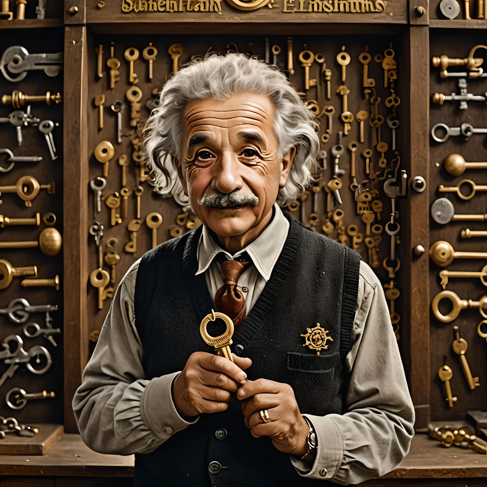 Albert Einstein in Keysmith Shop.