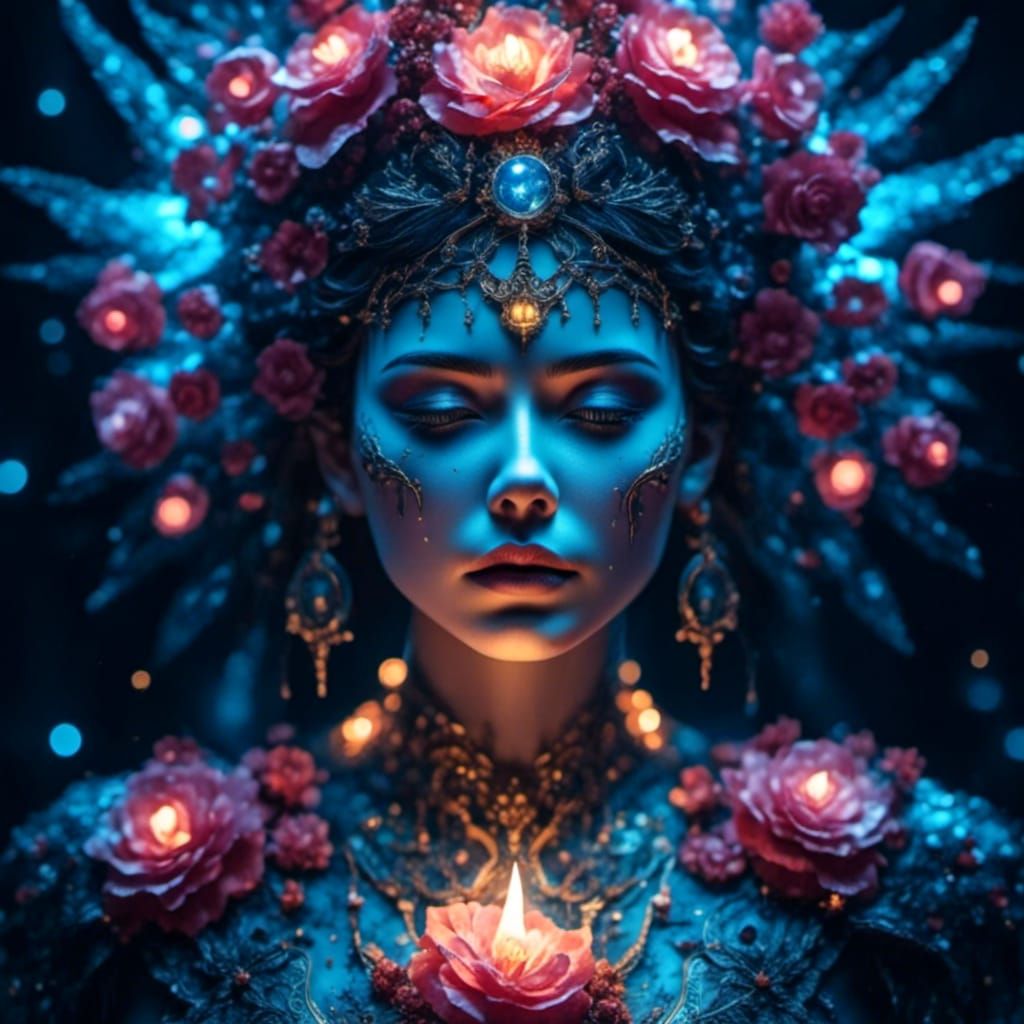 Beautiful Woman Portrait with Luminous Eyes