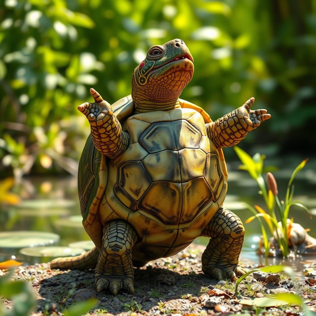 Singing Turtle in Lush Environment