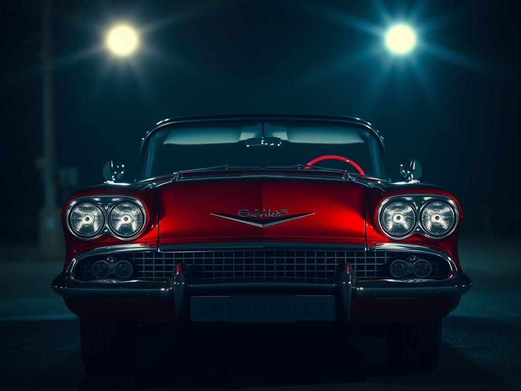 Stunning 1959 Chevrolet Christine Portrait in Cinematic Nigh...