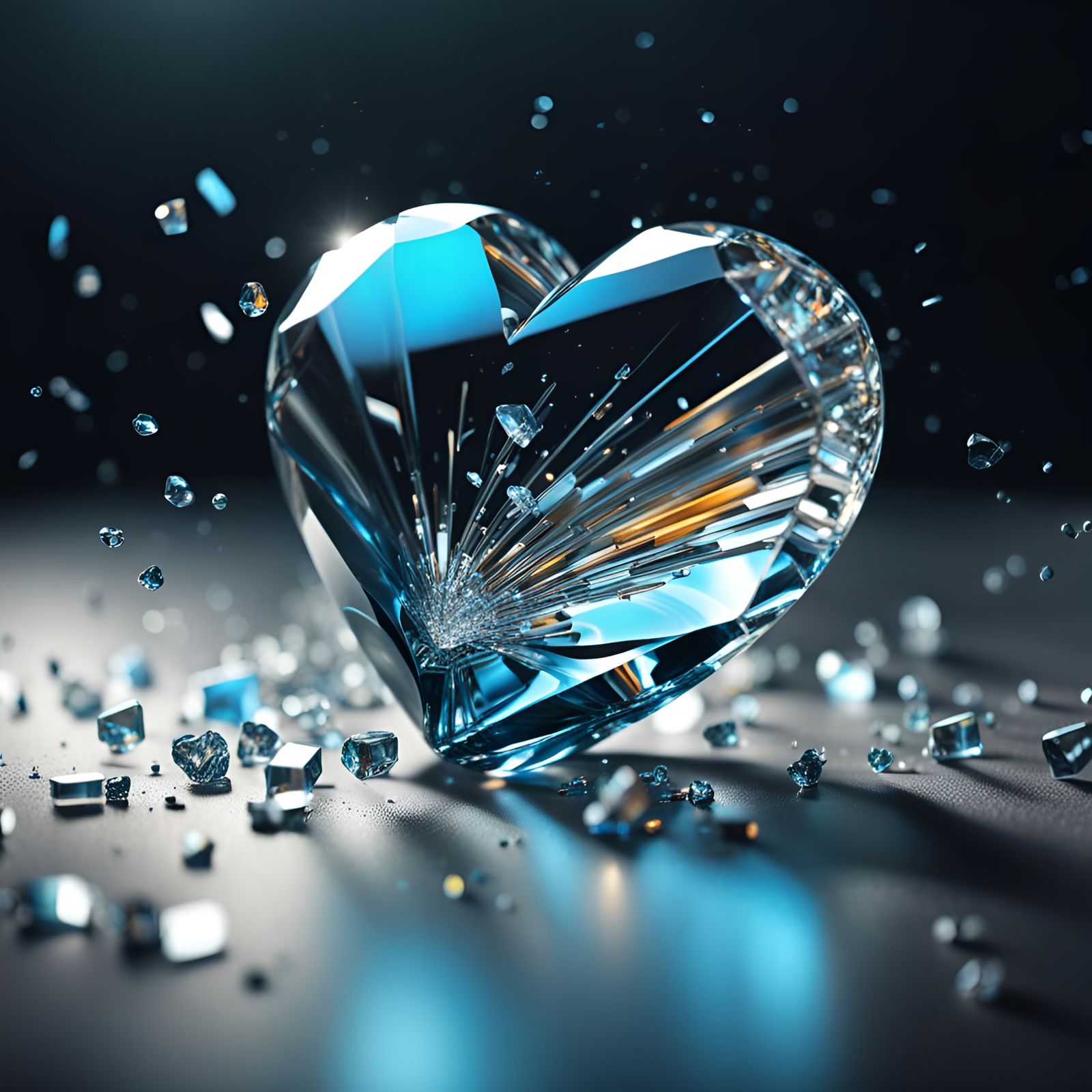 Crystal Heart Shattering: Hyperrealistic Concept Art