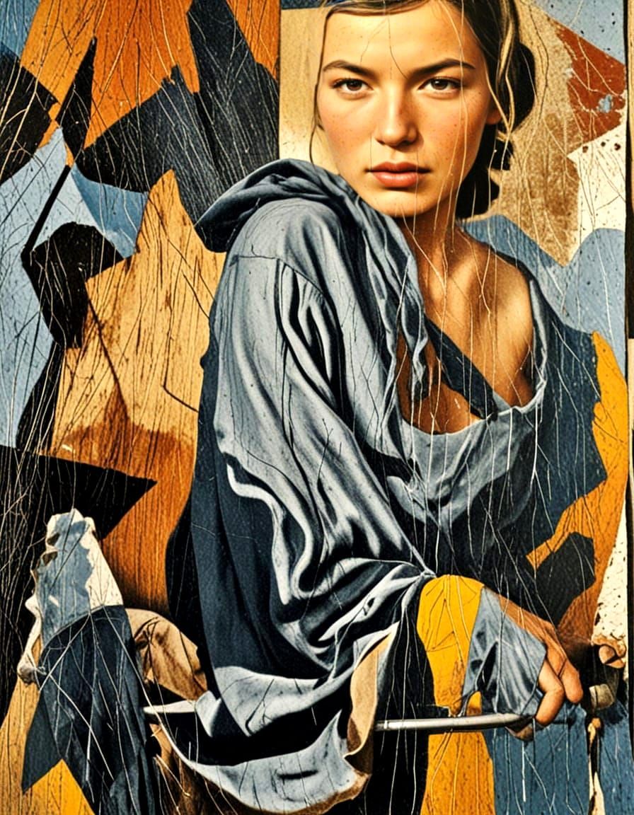 Woman in Desert Bathtub: Antique Realistic Photograph