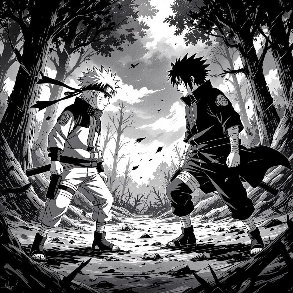 Naruto vs. Gaara: Manga Battle in Shonen Style