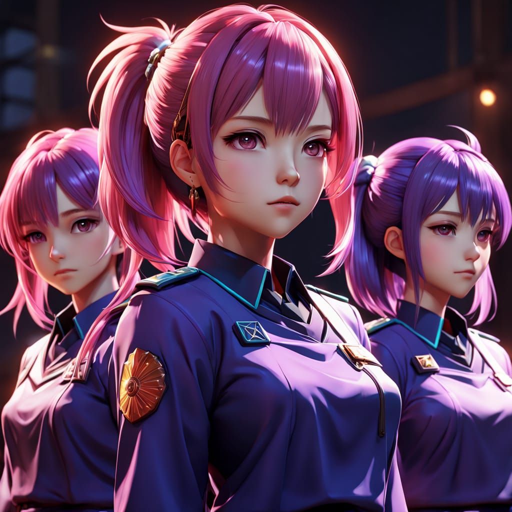 Vibrant Anime Girls Unite in Colorful Harmony