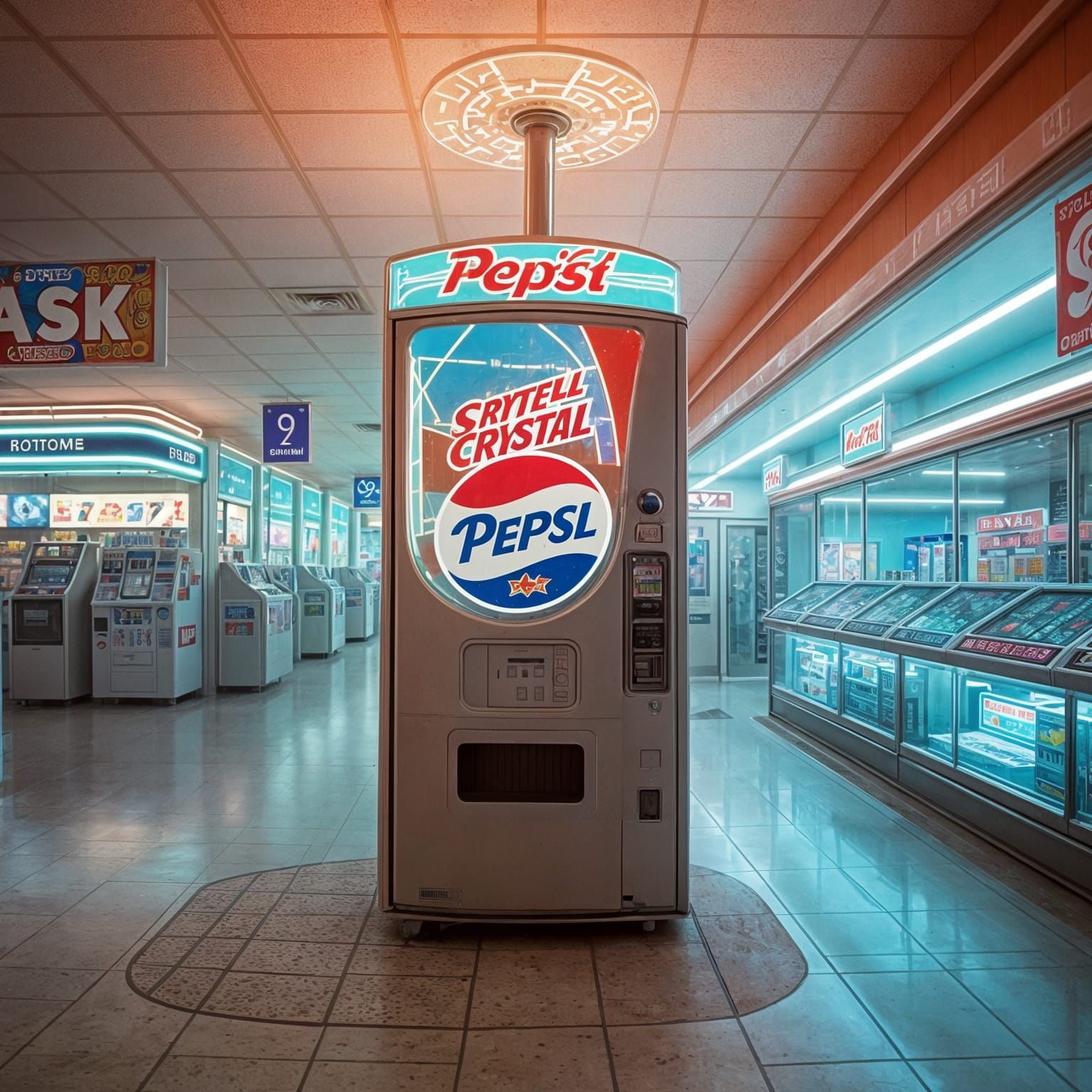 Crystal Pepsi in Retro Vending Machine Mallsoft Scene