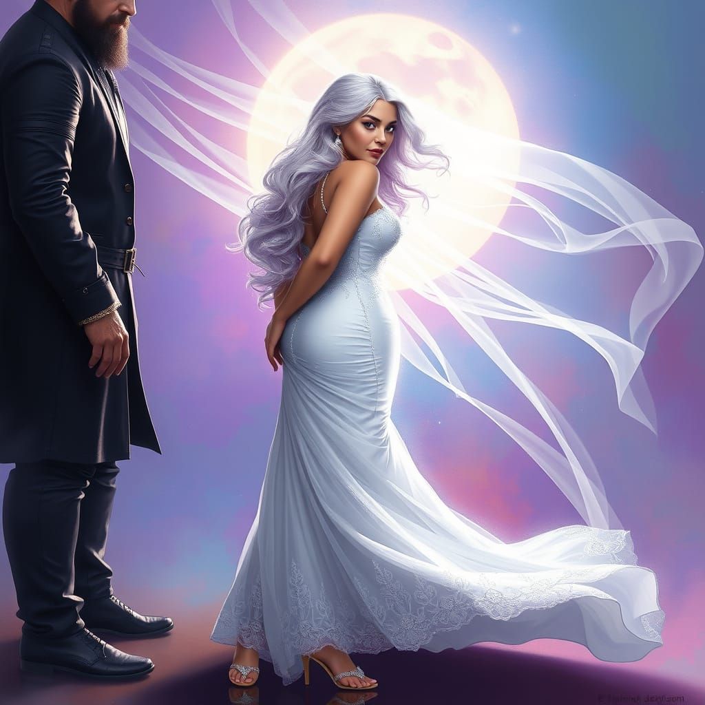 Ethereal Woman Emerging from Mist, Hyperrealistic Splash Art