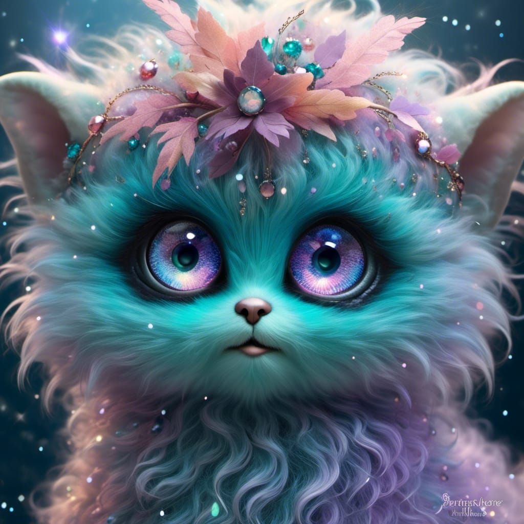 Cute One-Eyed Monster with Glittery Fur