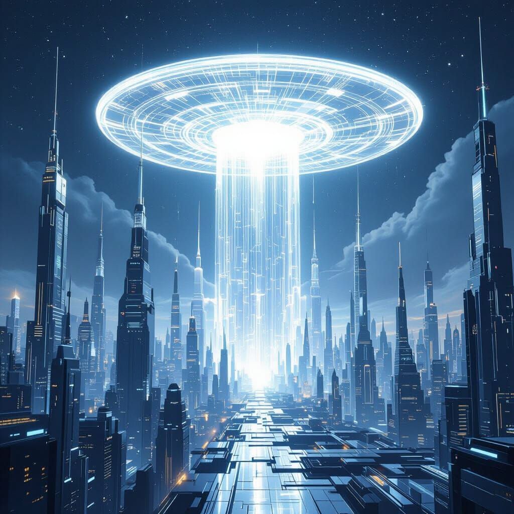 Ethereal White Expanse Above Futuristic City