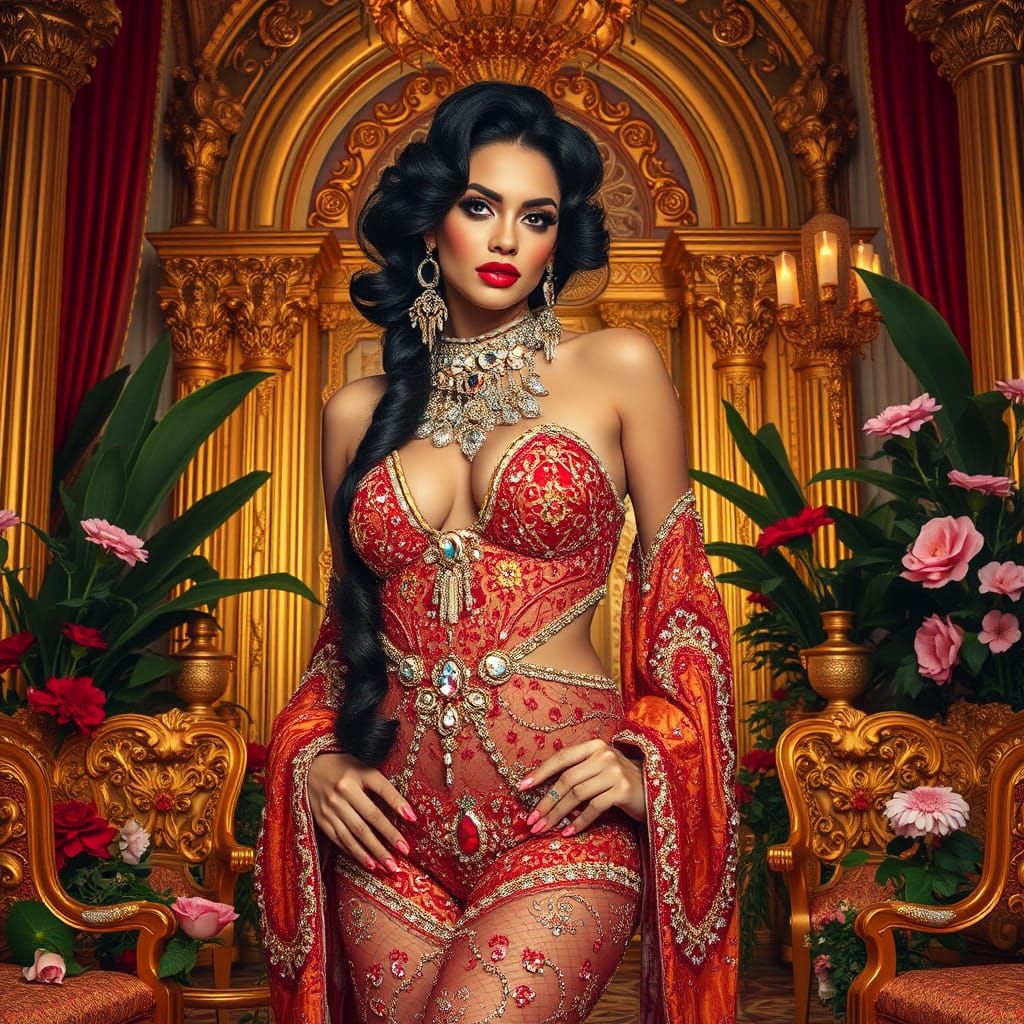 Opulent Woman in a Luxurious Setting