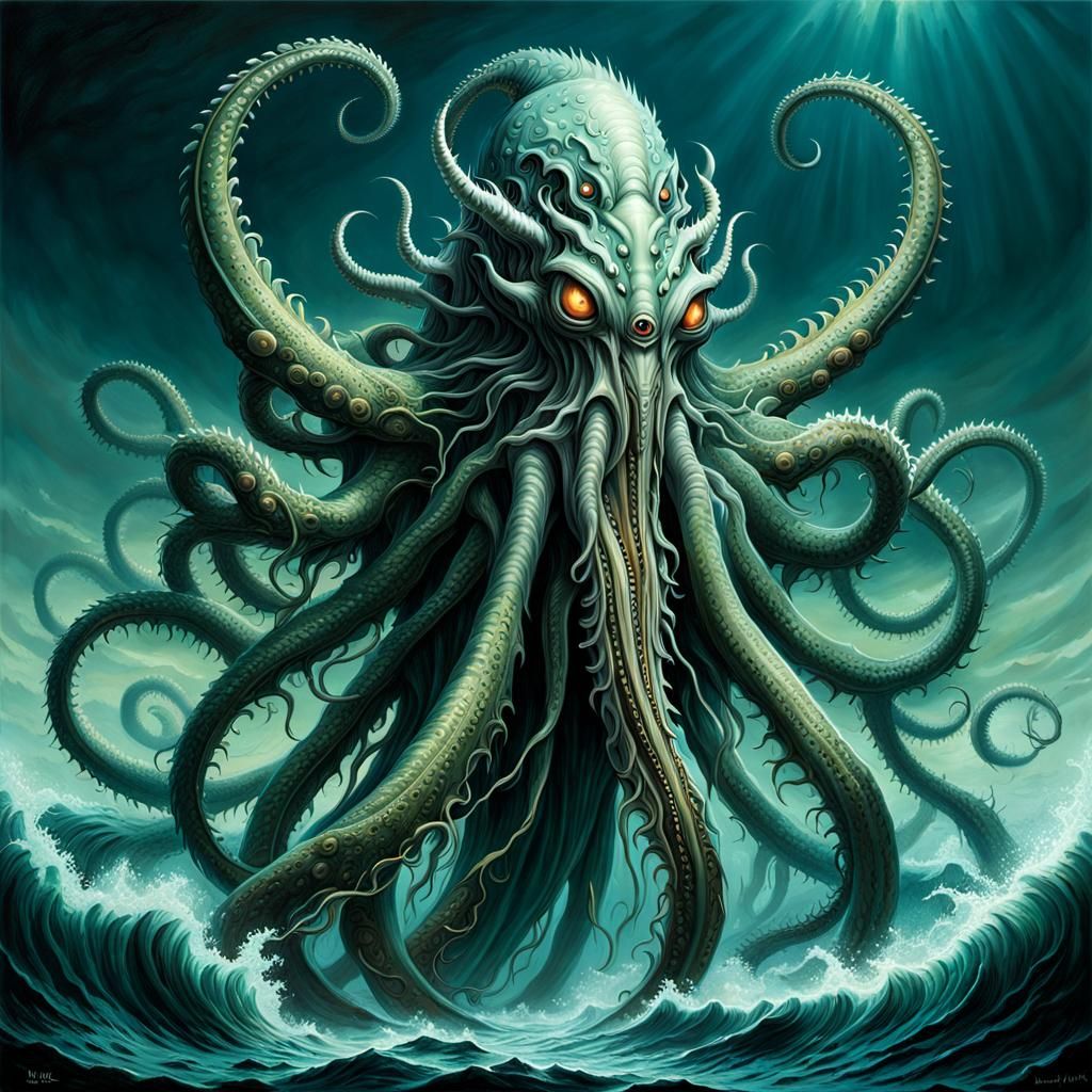 Divine Tentacle Creature Emerges from the Sea