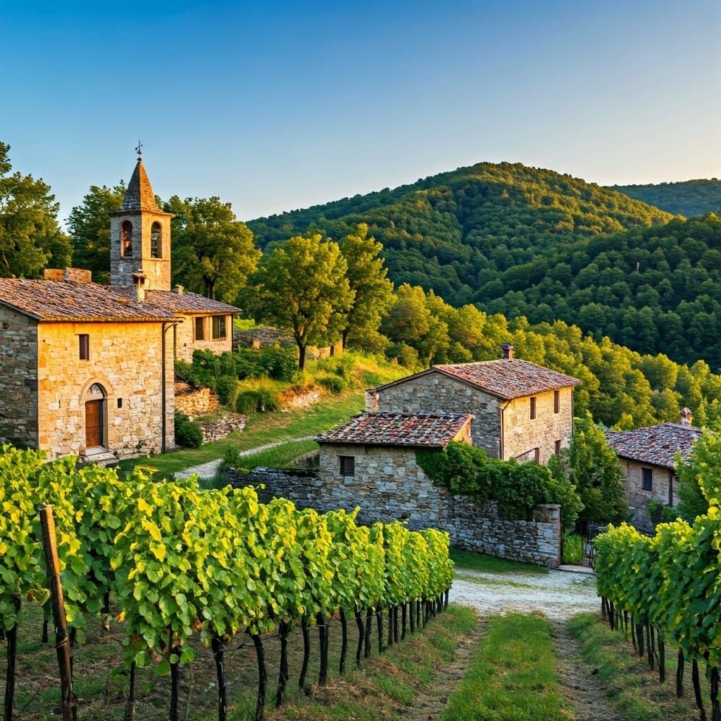Quaint Italian Village at Sunset