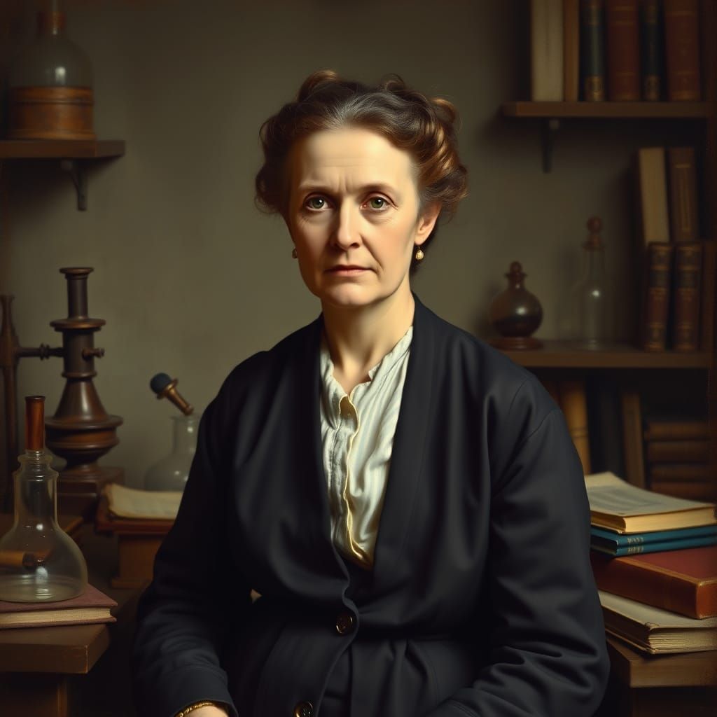 Elegant Portrait of a Pioneering Scientist in Chiaroscuro