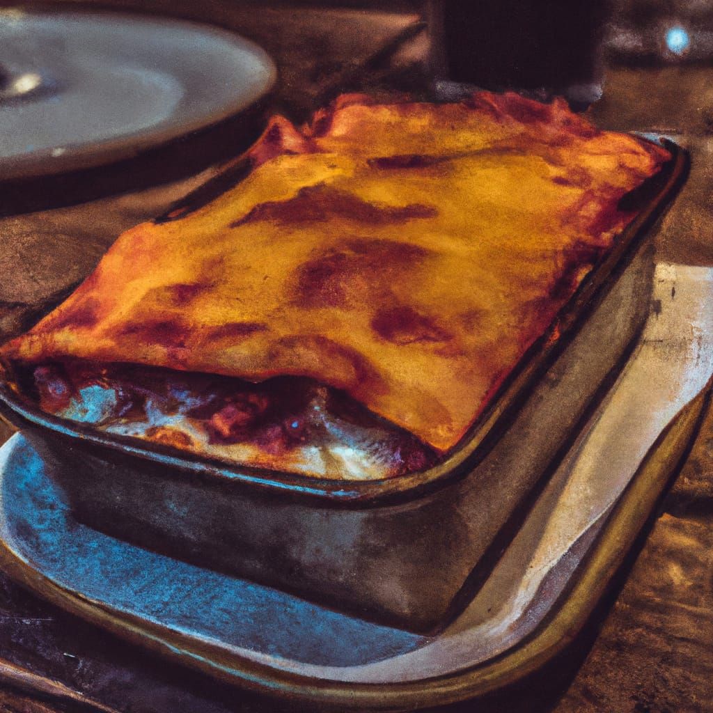Steaming Lasagna Close-Up in Italian Restaurant