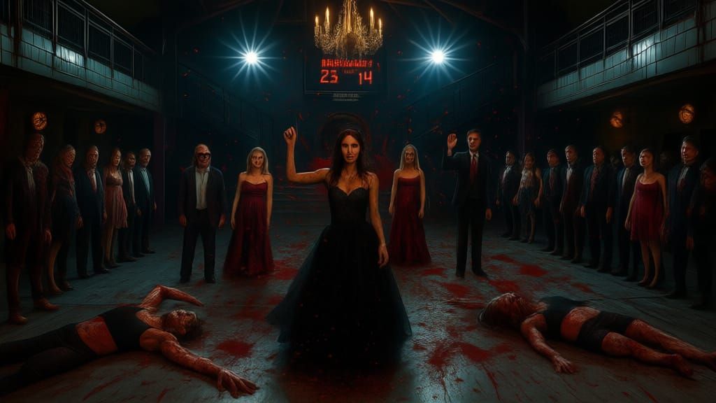 Zombie Prom Invasion in Dark Industrial Horror Style