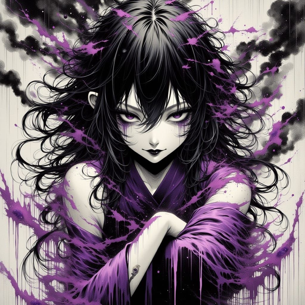 80s Anime Yandere Martial Artist in Dark Fantasy Style