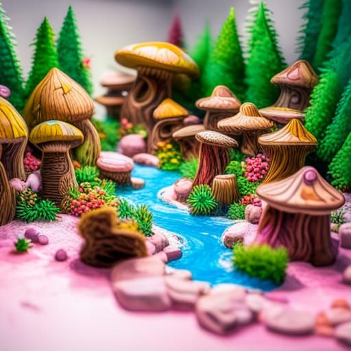 Mushroom Village in Winter Biosphere Graffiti Art