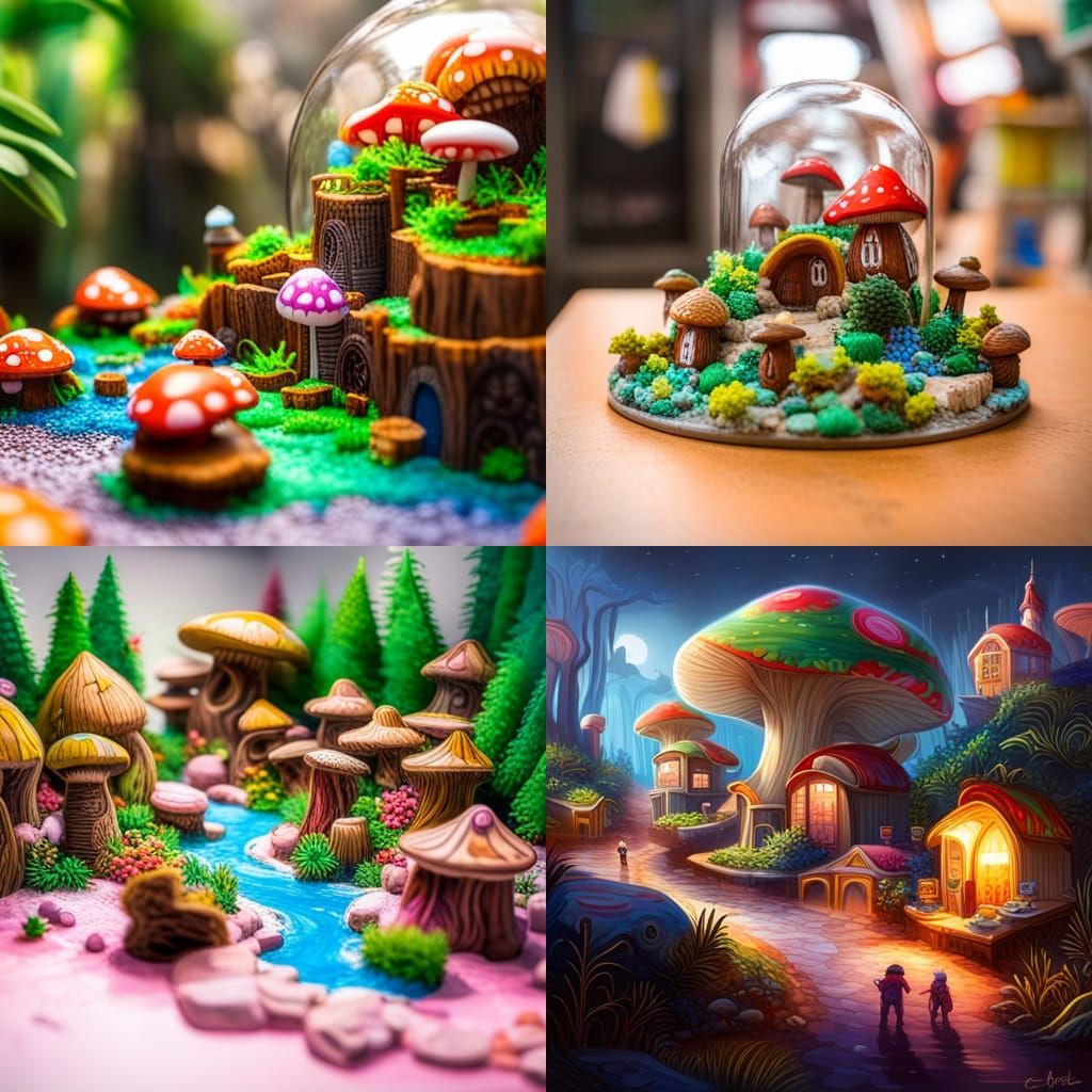 Mushroom Village in Winter Biodome: Graffiti Art