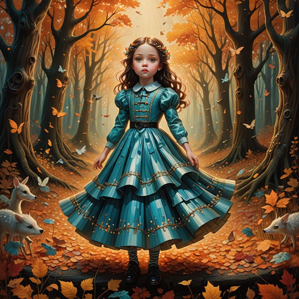 Whimsical Girl in Enchanted Piano Key Dress