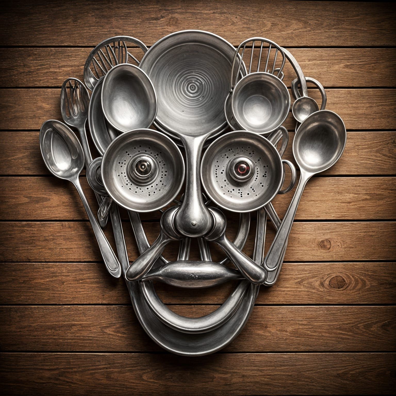 Utensil Portrait: Whimsical Kitchenware Face