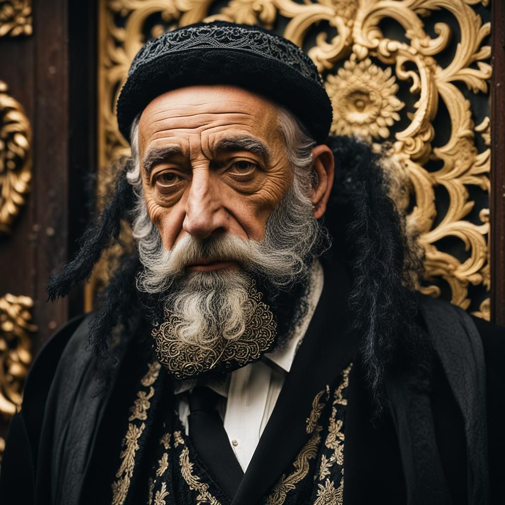 Hasidic Man in Baroque Portrait with Golden Light