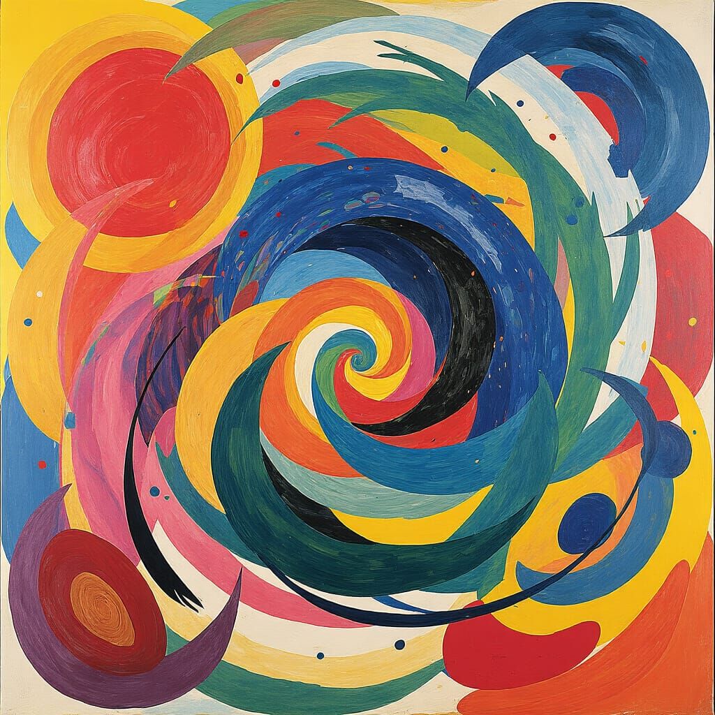 Abstract Expressionism with Colorful Swirling Shapes