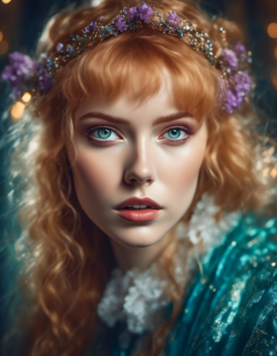 Gothic Strawberry Blonde in Cinematic Film Still