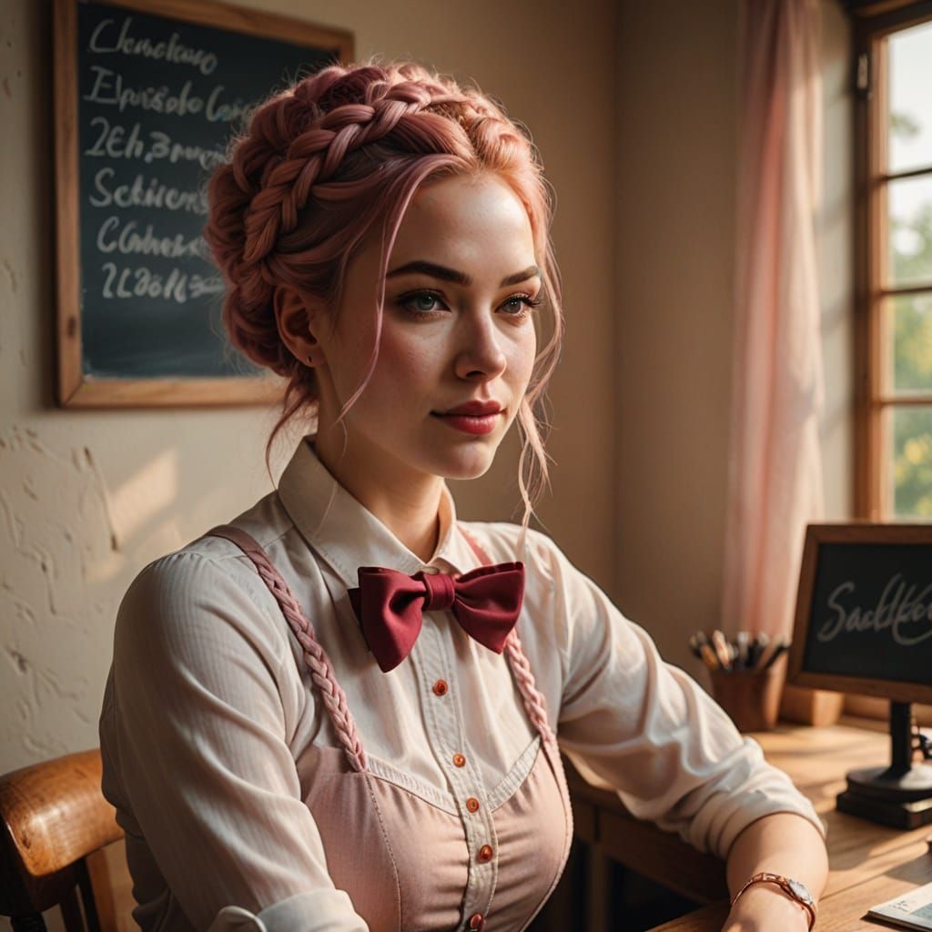 Nostalgic Portrait of a Girl with Braids