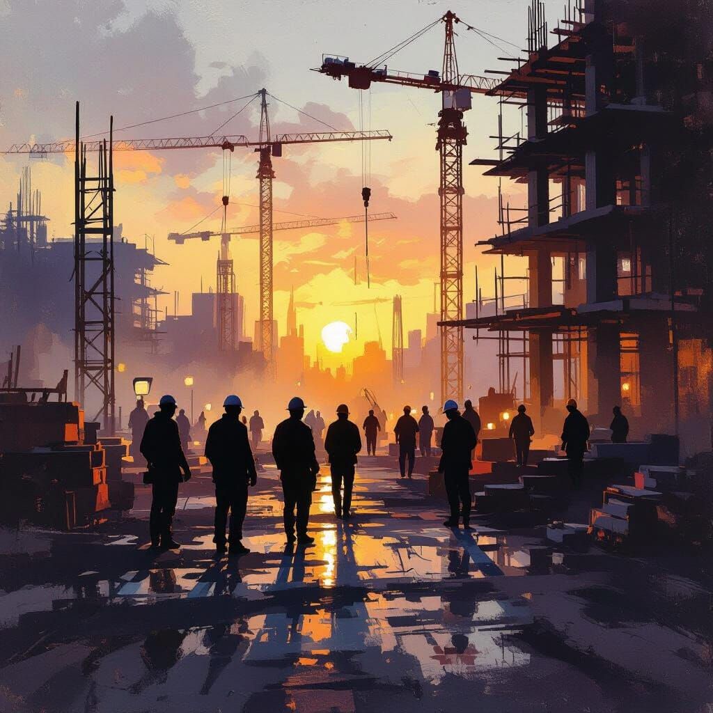 Construction site at dawn