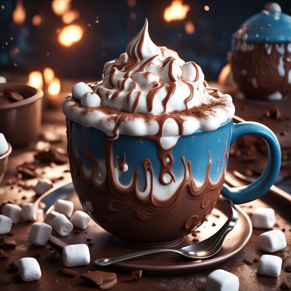 Hot Chocolate with Whipped Cream, Digital Art