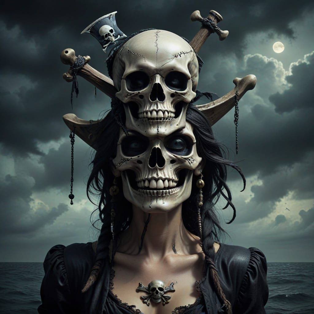 Surreal Jolly Roger in Dark Manipulative Style