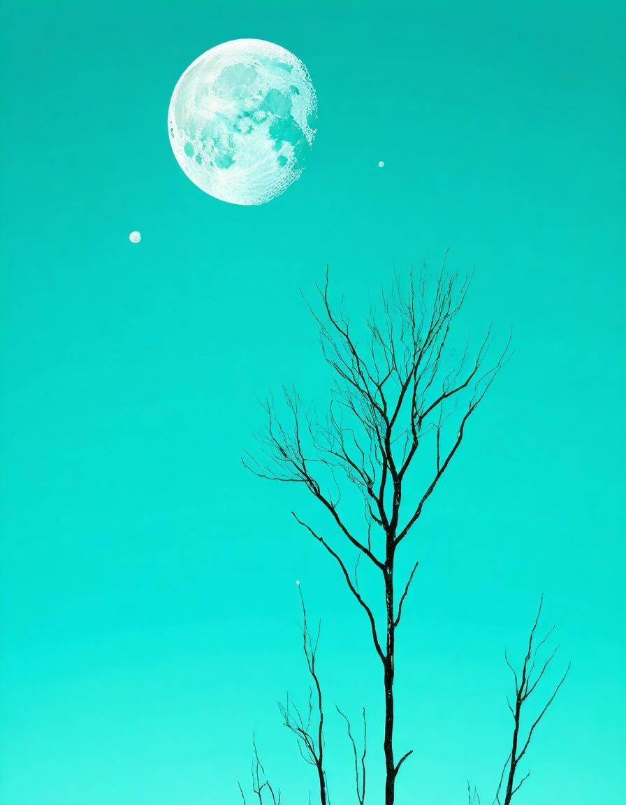 Minimal Ethereal Art: Moonlit Turquoise Pop Art