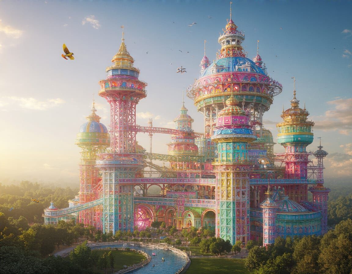 Vibrant Multicolored Megastructure Kingdom