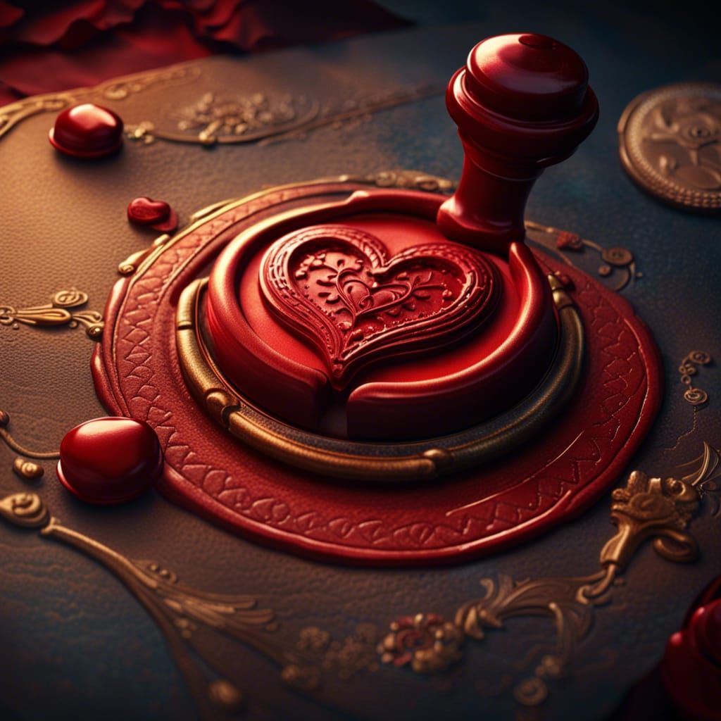 Heart Wax Seal on Vintage Postcard