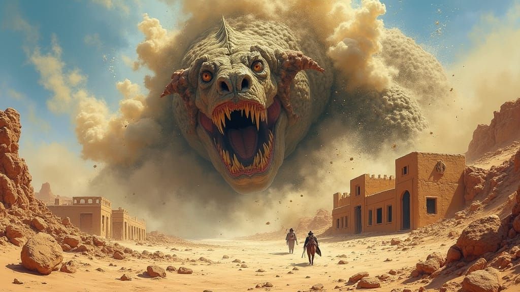 Epic Desert Monster Rises from the Earth in Frazetta-Inspire...