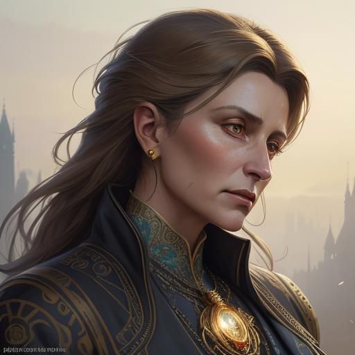 Victorian Woman Portrait with Ornate Details