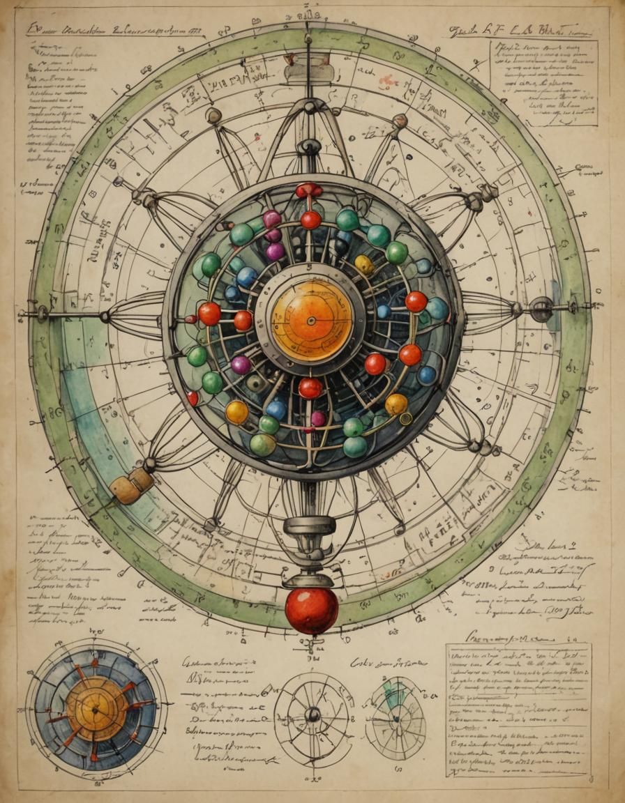 Vintage Scientific Diagram of a Radioactive Atom