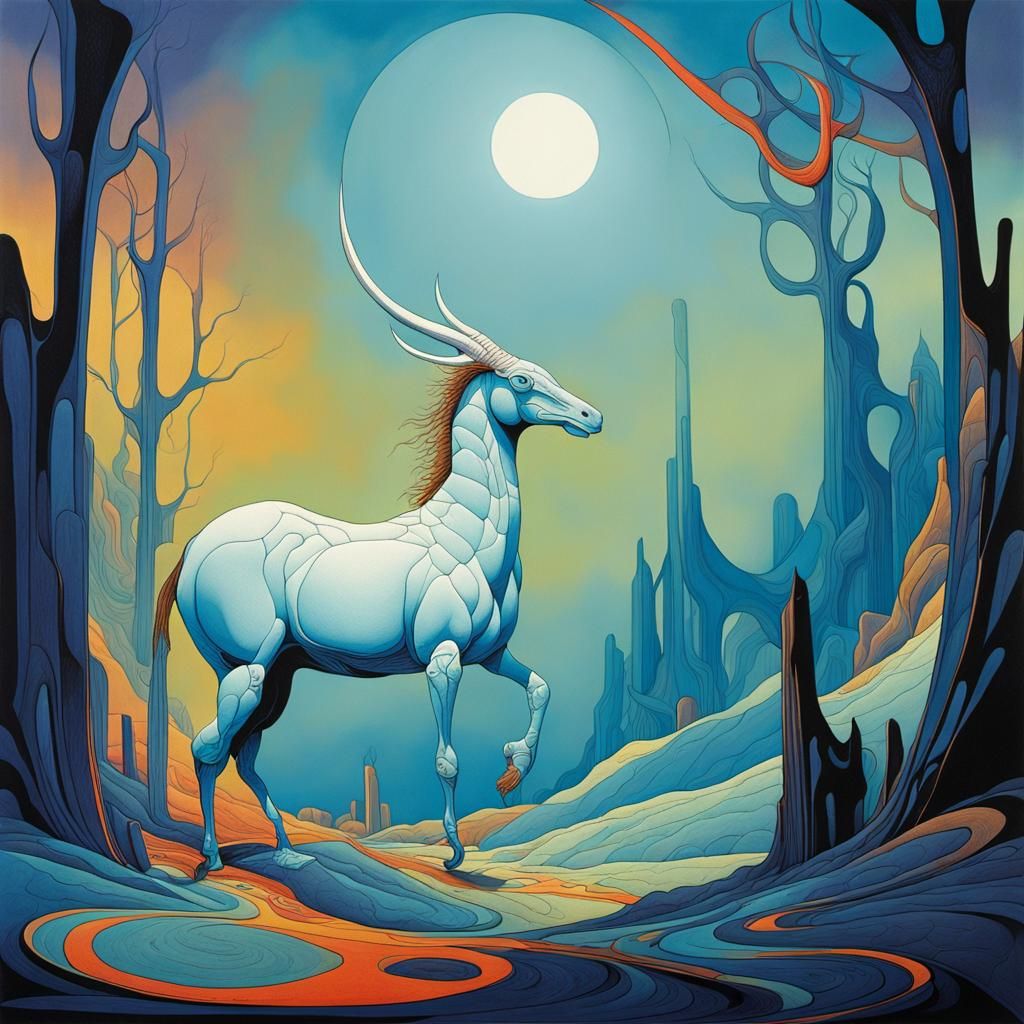 Abstract Art with Complementary Colors and Fine Details