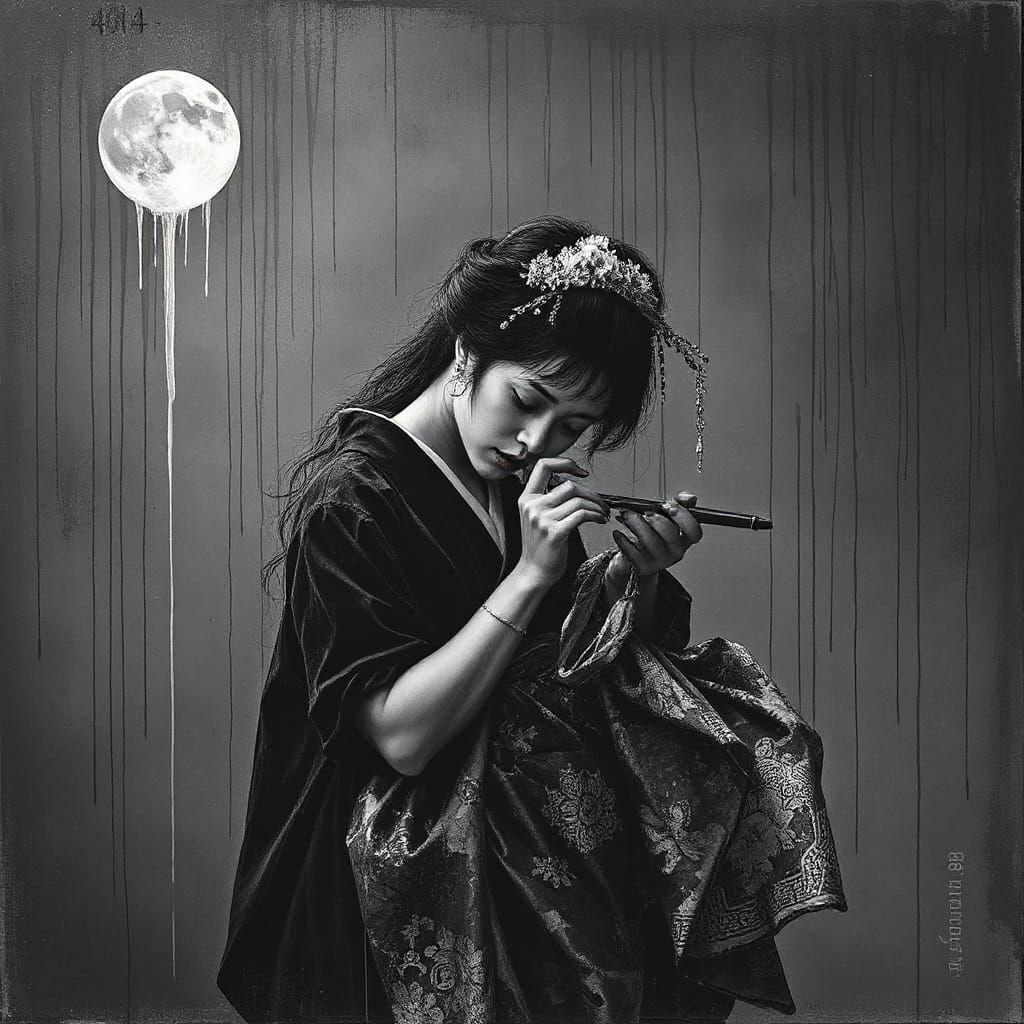 Ethereal Geisha in Moonlit Twilight