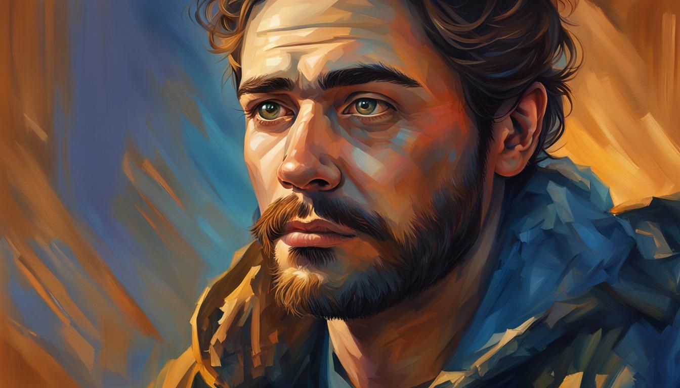 Expressive Portrait with Rembrandt Lighting and Vibrant Colo...