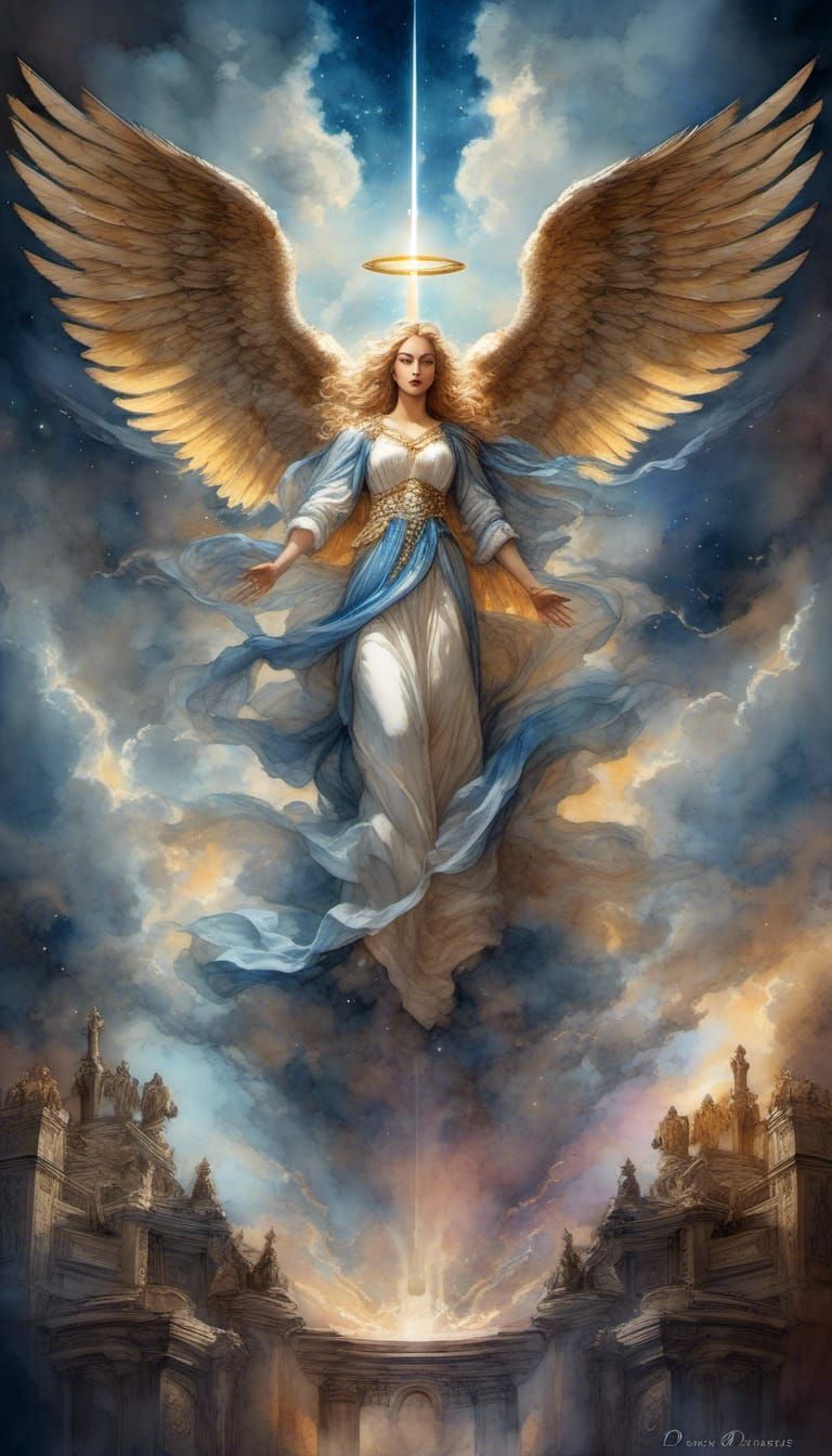 Divine Angel in Epic Watercolor Art