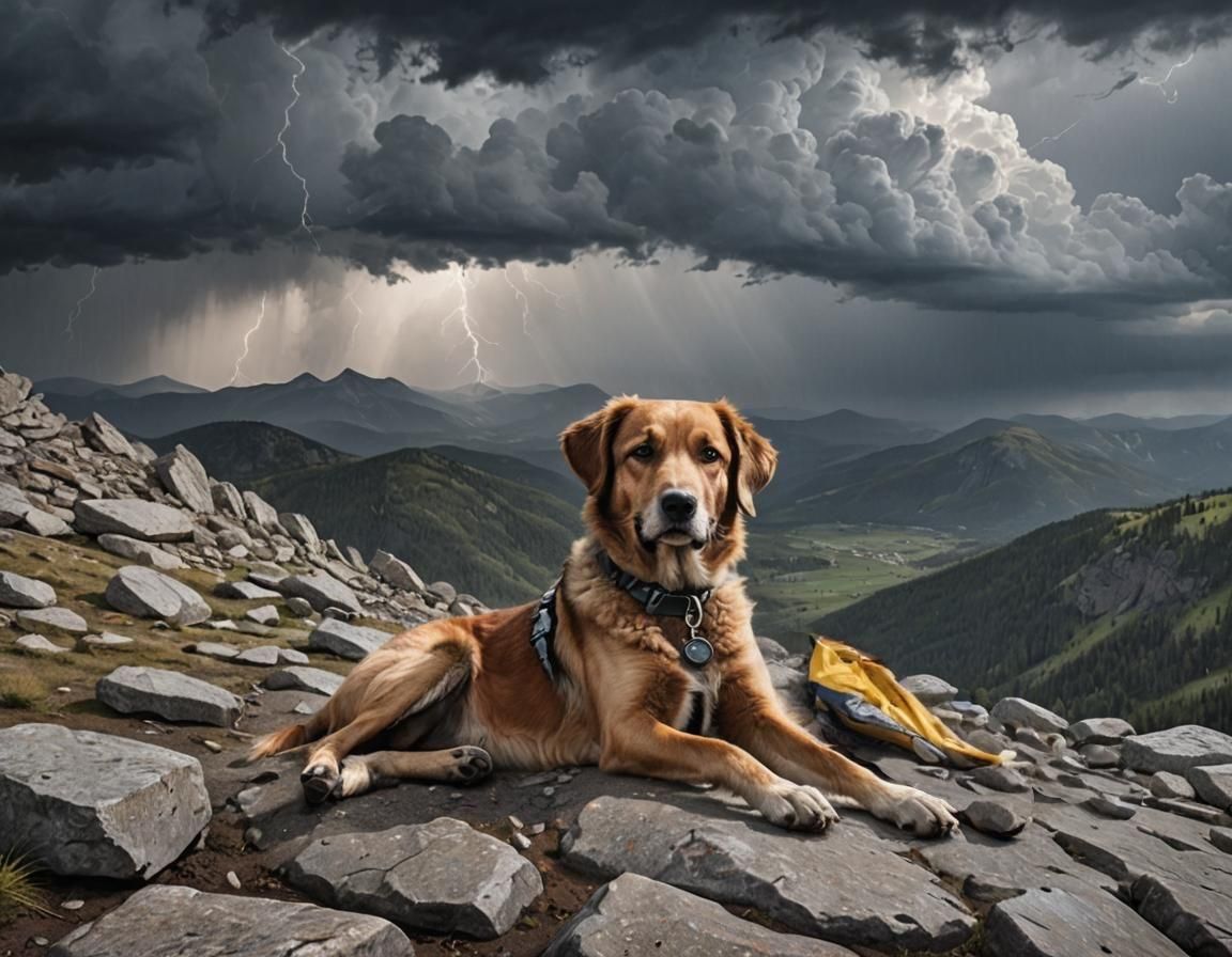 Mountain Rescue Dog Finds Person in Mountains