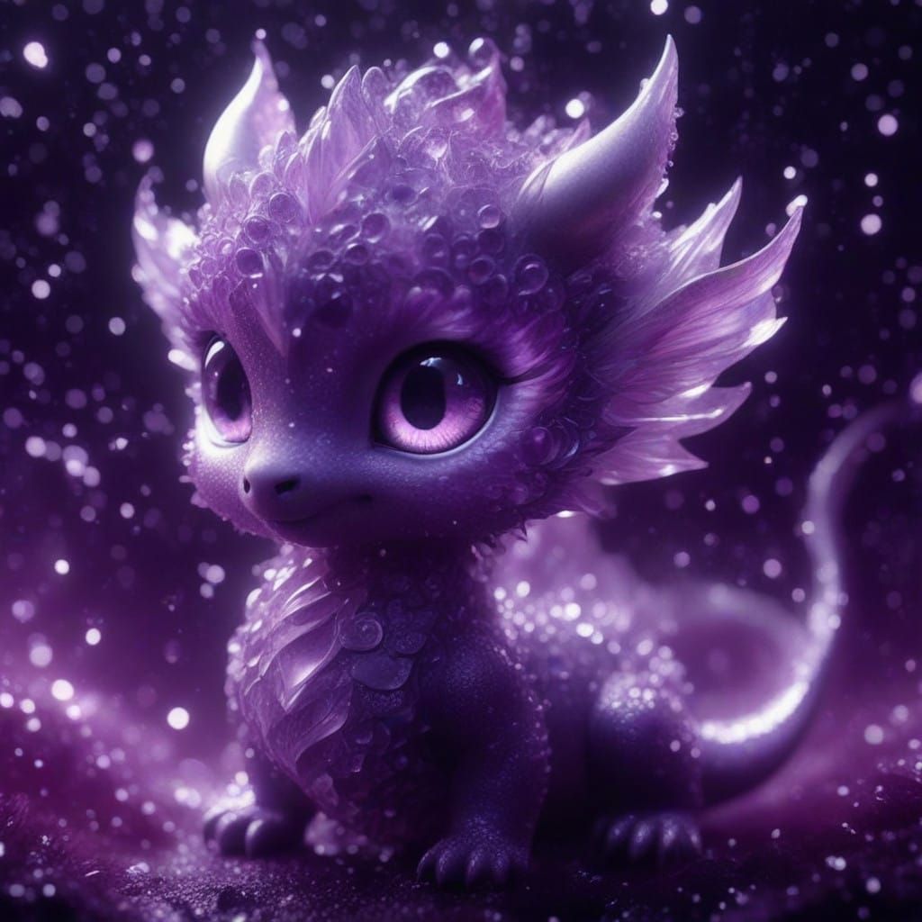 Majestic Amethyst Dragon Cub with Vibrant Eyes