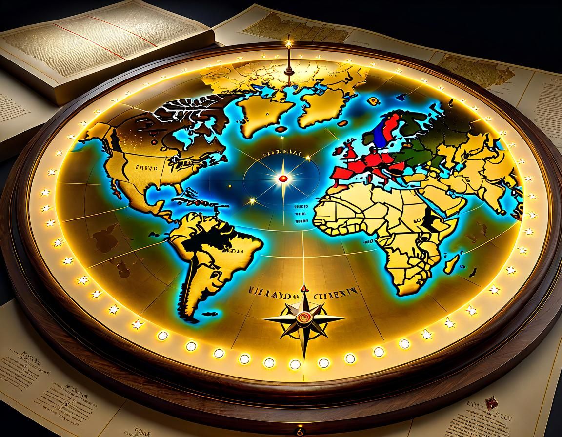 Artistic 3D World Map with Hidden Clues