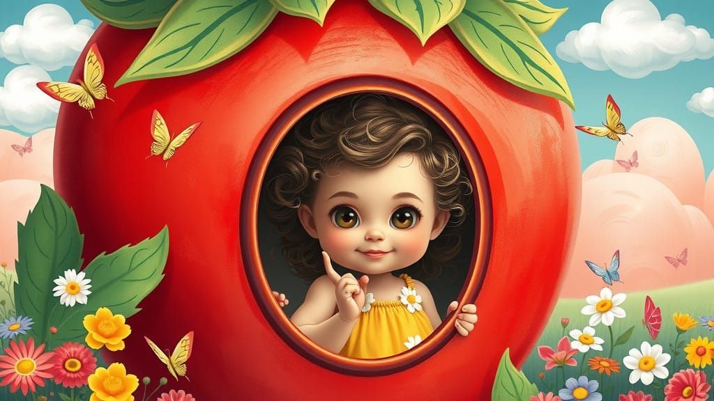 Whimsical Strawberry House Wonderland in Vibrant Colors