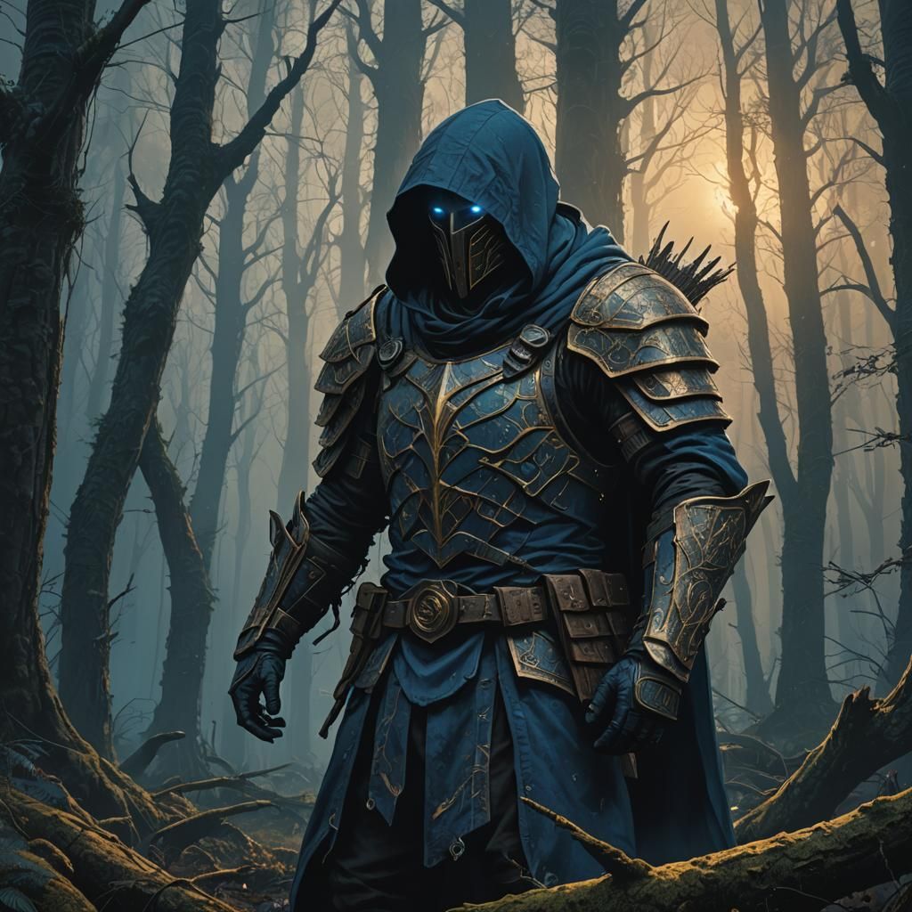 Hooded Figure in Dark Armor: Fantasy Concept Art