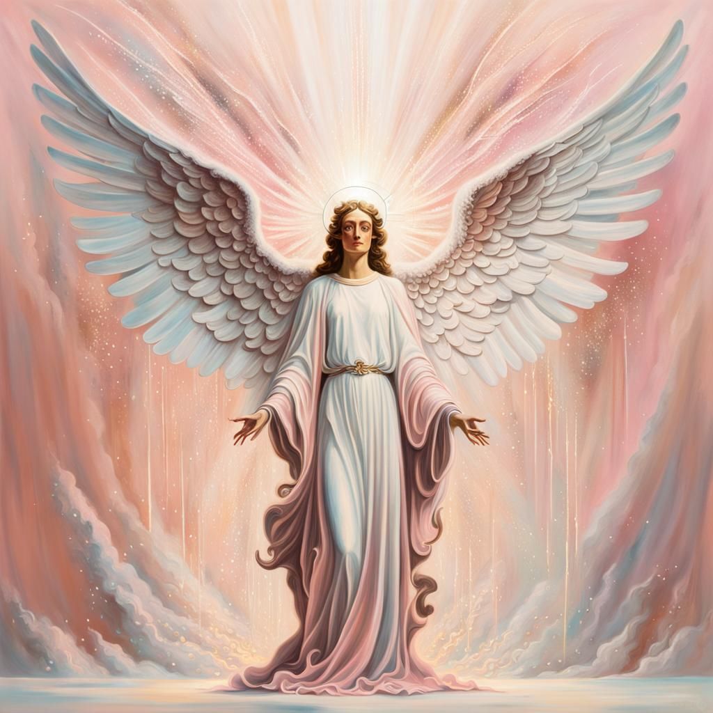 Surreal Angel in Pastel Pink: A Dali-esque Christmas