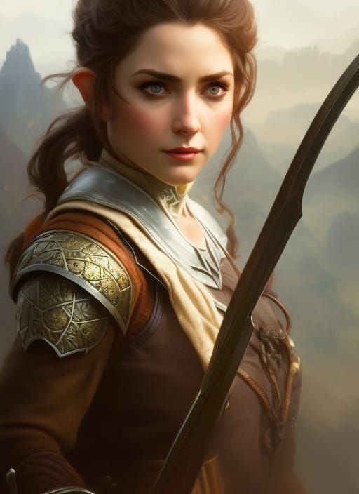 Female Hobbit Warrior Portrait in Fantasy Style