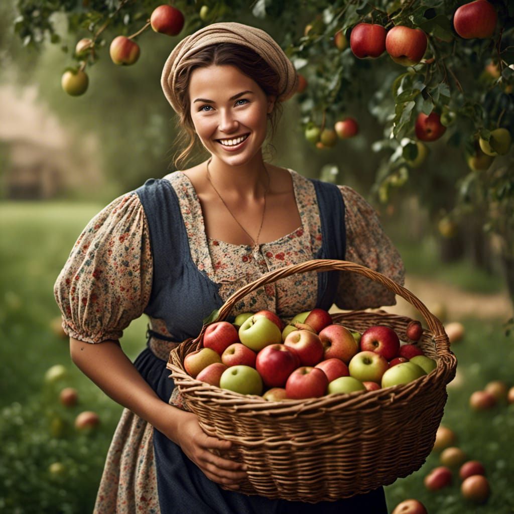 Voluptuous Woman with Apples, Professional Portrait