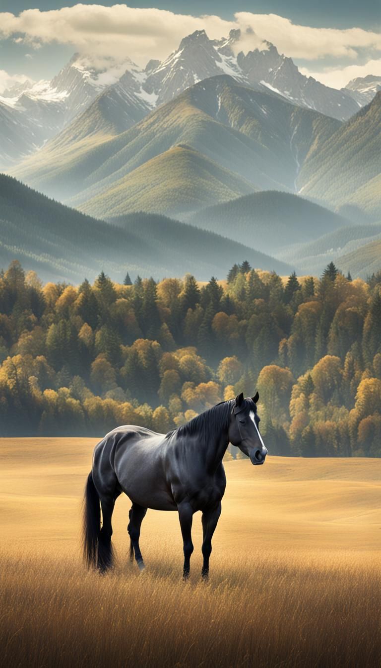 Beautiful Horse and Mountains